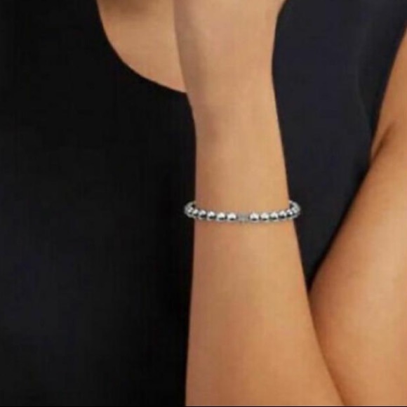 NEW Tory Burch Silver Metal Beaded Bracelet - Picture 2 of 9